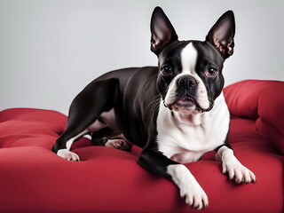 Portrait of the Boston Terrier dog