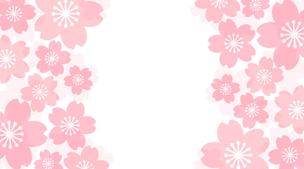 ピンクのパステル調の桜模様の背景素材のベクターフレーム画像