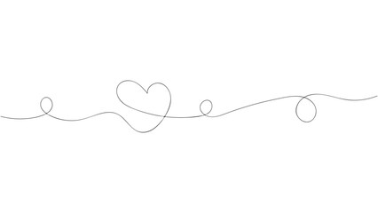 Web Banner for Valentine's Day. Abstract hearts in the form of a continuous line pattern on a white background.