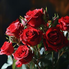 Vibrant Red Roses in Vase