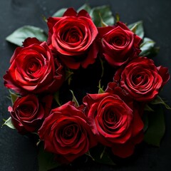 Circle of Red Roses, A Vibrant Floral Arrangement