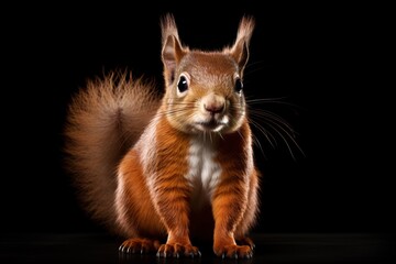 Beautiful squirrel on a dark background. Cute animal