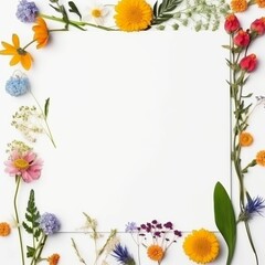 Colorful Flowers on White Background