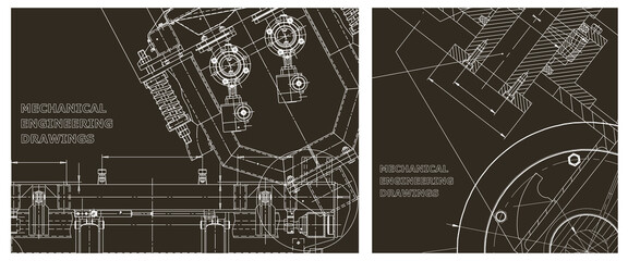 Obraz premium Engineering illustration set. Cover, flyer, banner, background