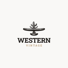 Vector logo design featuring mexican sombrero hat and cactus