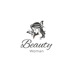 woman with butterfly wings logo vector illustration
