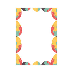 Easter egg rectangle frame design. Easter holiday egg hunt border in colorful flat style with ornaments. Retro wreath. Stock vector illustration card