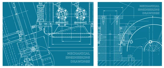 Fotobehang Engineering illustration set. Cover, flyer, banner, background © bubushonok