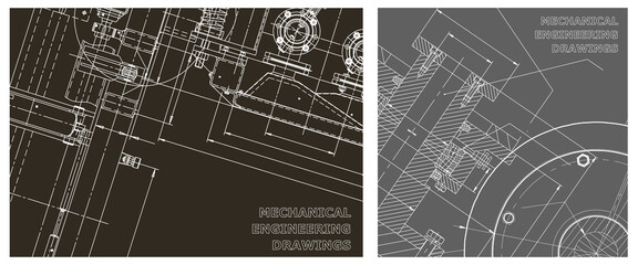 Engineering illustration set. Cover, flyer, banner, background - obrazy, fototapety, plakaty