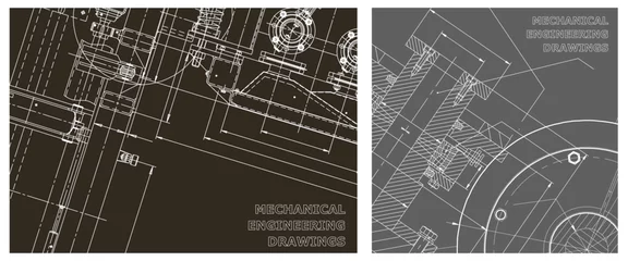 Foto op Canvas Engineering illustration set. Cover, flyer, banner, background © bubushonok