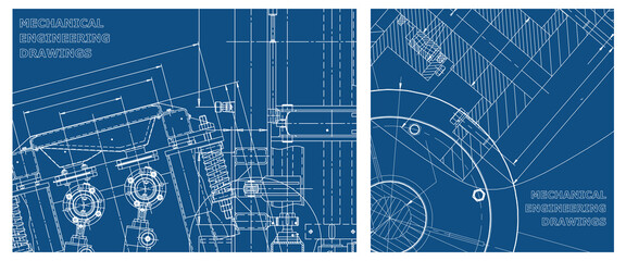 Obraz premium Engineering illustration set. Cover, flyer, banner, background