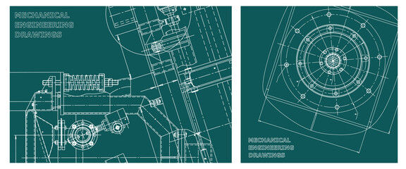 Obraz premium Engineering illustration set. Cover, flyer, banner, background