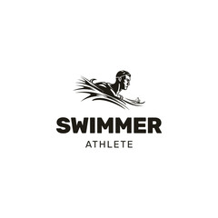 Man swimming competition, swimming pool logo vector
