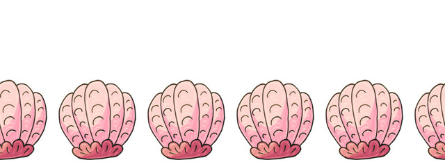 Marine seamless border. Children's fairy-tale drawing