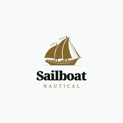sailing boat yacht logo vector illustration isolated on white. Yacht club logotype