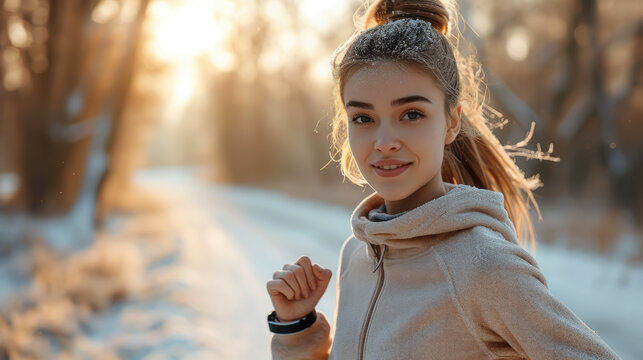 beautiful girl with a ponytail in sportswear and a sweatshirt on a morning jog in the park, healthy lifestyle, young woman running, street, city, sport, workout