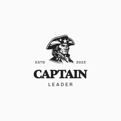 Captain Logo,Ocean nautical captain emblem silhouette. Marine farer logo