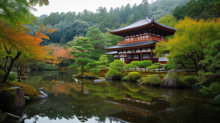 Fototapeta na wymiar japanese Tempel and garden