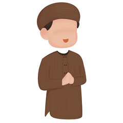 Muslim kid Greeting Illustration 