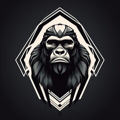 A gorilla with a helmet on his head logo illustration
