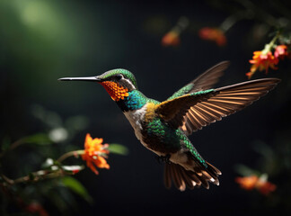 Black Studio Setting with a Hummingbird