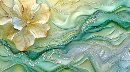 fractal art medium portrait of a beach with ocean waves, background wallpaper