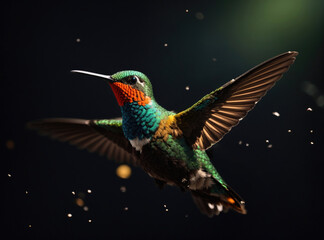 Naklejka premium Captivating Hummingbird on Black