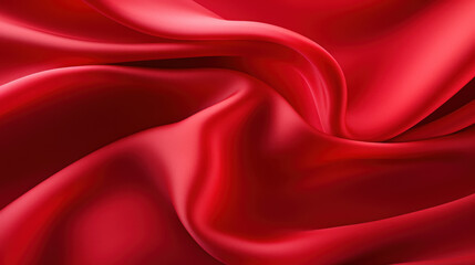 Obraz premium Realistic red silk background. Valentine day or wedding elegant backdrop, holiday card design