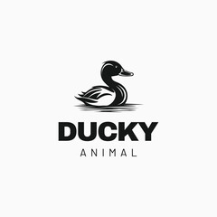 Obraz premium duck logo Template Vector Icon Stock Vector,duck swim at lake