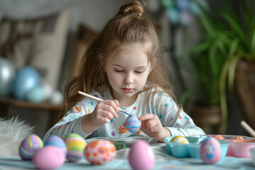 Fototapeta na wymiar little girl with easter eggs