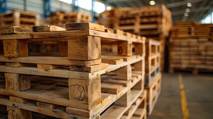 Wooden pallets for transportation and storage of goods in the warehouse