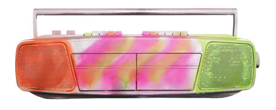 1990s retro ghetto blaster in graffiti