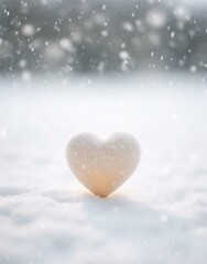 A heart shaped object in the snow. Generative AI.