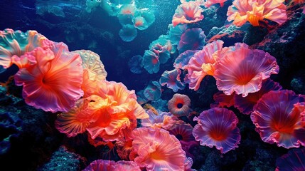 a real photograph of spectacular metaphysical oceanic scenery colorful underwater 