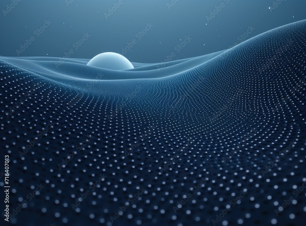 Poster abstract background with dots and a sphere. generative ai.