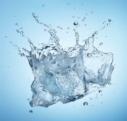 Water splash on blue background. Generative AI.