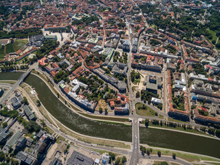 Vilnius Old Town With River Neris and Cathedral Square in Background. Lithuania