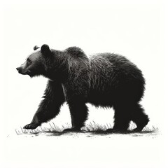 silhouette of a bear walking illustration, logo. Generative AI.
