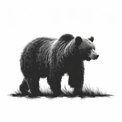Fototapeta premium silhouette of a bear walking illustration, logo. Generative AI.