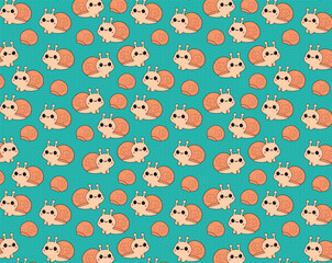 Snail pattern, vector illustration, background, fabric texture cute pattern