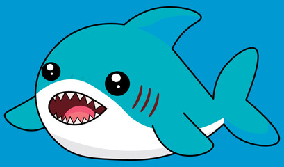 Cute shark illustration vector, pattern, background