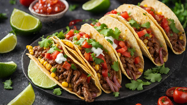 Tacos with meat and vegetables Ai generated
