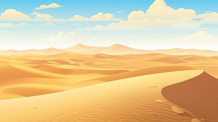 cartoon illustration desert landscape with clouds
