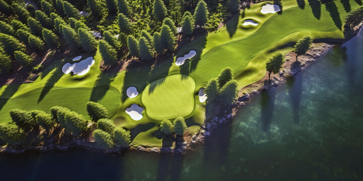 landscape with golf course, ai generated.