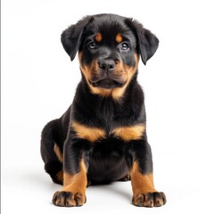 Fototapeta premium Adorable puppy Rottweiler isolated on white