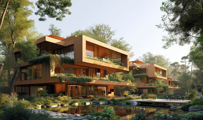 Residential complex with mirrored exteriors