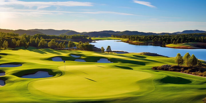 landscape with golf course, ai generated.