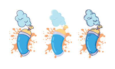 Naklejka premium Set of Spray Paint Illustration cartoon, vintage, flat design style isolated white background