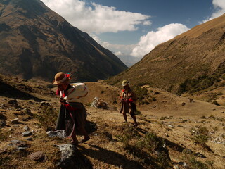 Hikers in the Salkantay trail, Peru