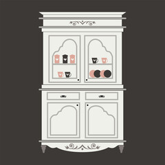 cupboard vector illustration cute baroque, shabby chic or classic style luxury interior cabinets vintage